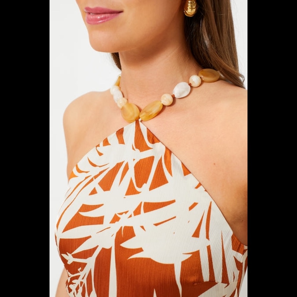 Tuckernuck Brown and White Leaf Print Midi Dress - Picture 5 of 5